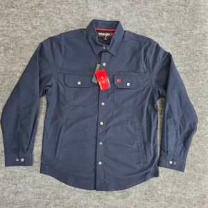 NWT Wrangler Riggs Workwear Shirt Mens M Blue Fleece Lined Work Utility Jacket